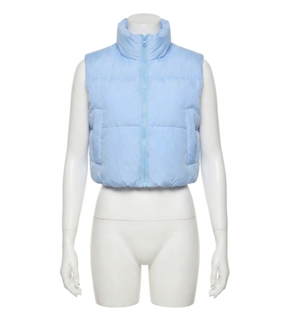 NEW PEACH LOVE bella puffer vest in blue